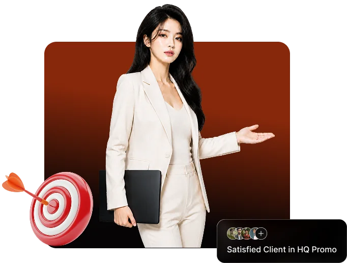 HQ Promo representative presenting growth solutions
