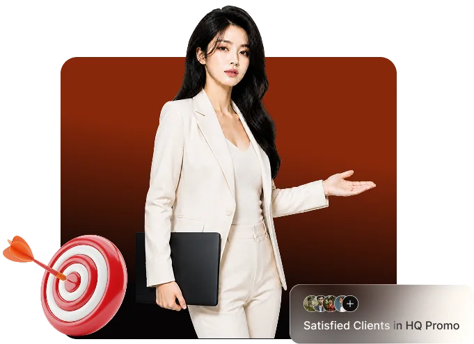 HQ Promo representative presenting growth solutions